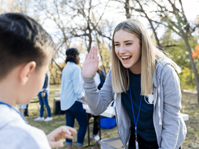 volunteers coordinating outdoor project